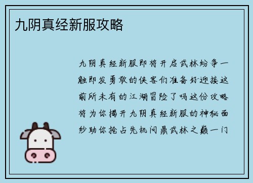 九阴真经新服攻略
