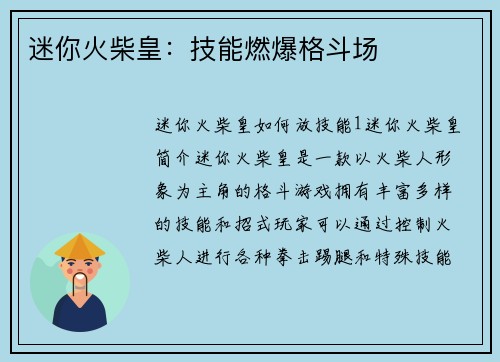 迷你火柴皇：技能燃爆格斗场